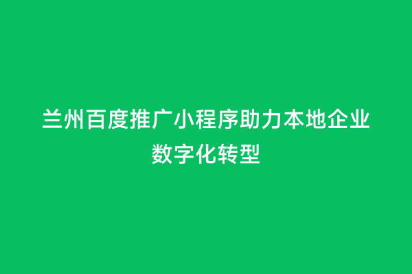 兰州百度推广小程序助力本地企业数字化转型