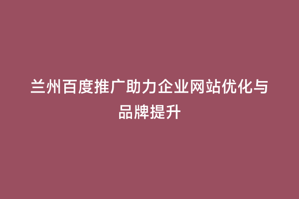 兰州百度推广助力企业网站优化与品牌提升