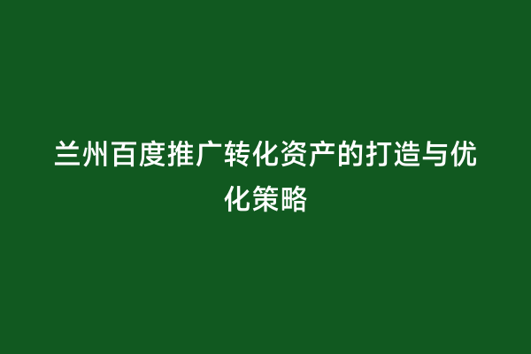 兰州百度推广转化资产的打造与优化策略