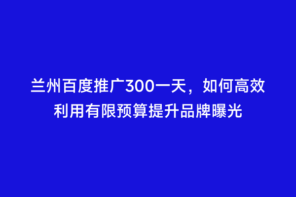 兰州百度推广300一天，如何高效利用有限预算提升品牌曝光