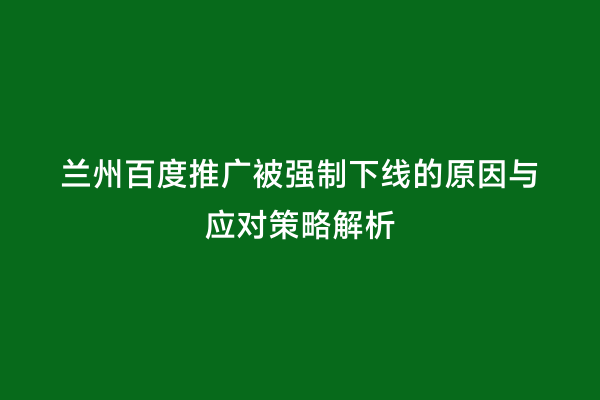 兰州百度推广被强制下线的原因与应对策略解析